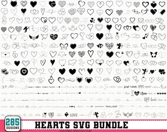 Herz-Svg, Herz-Text-Teiler SVG, Doodle-Herz-Svg, Liebessvg, Valentinstags-Svg, Herzkranz-Svg, Skizzen-Herz-Svg, offenes Herz, Cricut & Silhouette