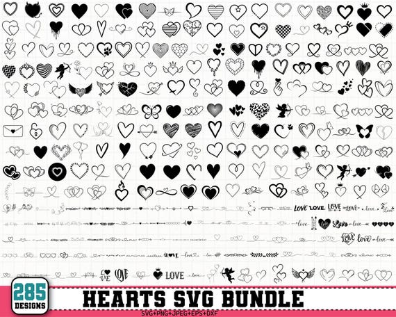 Heart Svg,Heart Text Dividers SVG,Doodle Heart Svg,Love Svg,Valentine Svg,Heart Wreath Svg,Sketch Heart Svg,Open Heart,Cricut & Silhouette