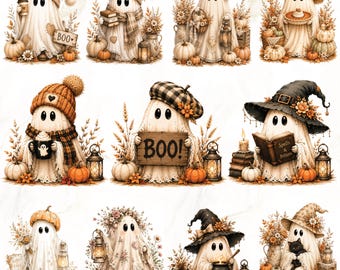 Ghost png,Halloween png,Cozy Autumn Pumpkin png,Floral ghost png,Horror png,Autumn png,Fall png,Spooky season png,Fall Png,Digital download