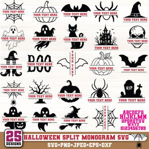 Halloween svg,Halloween Split Monogram SVG,Name Split SVG,Ghost svg,Pumpkin svg,Horror svg,Monogram svg,Spider SVG,Cricut & Silhouette