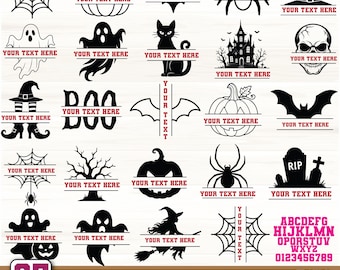 Halloween svg,Halloween Split Monogram SVG,Name Split SVG,Ghost svg,Pumpkin svg,Horror svg,Monogram svg,Spider SVG,Cricut & Silhouette