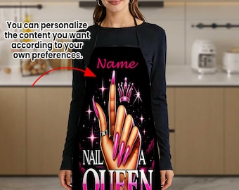 Nail Technician Apron, Custom Nail Artist Apron, Nail Tech Beauty Salon Aprons, Personalized Nail Stylist Gift