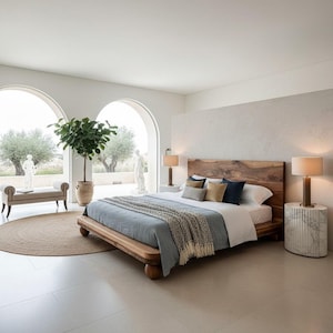 Luxury Walnut Bed Frame, Custom Live Edge Platform Bed, Queen King California Alaskan