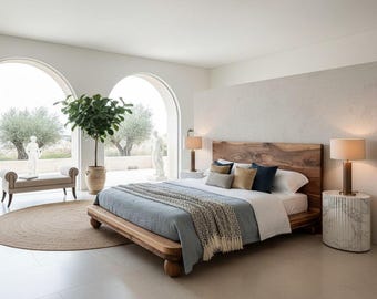 Luxus-Walnussbettrahmen, kundenspezifisches Live Edge-Platformbett, Queen King California Alaskan