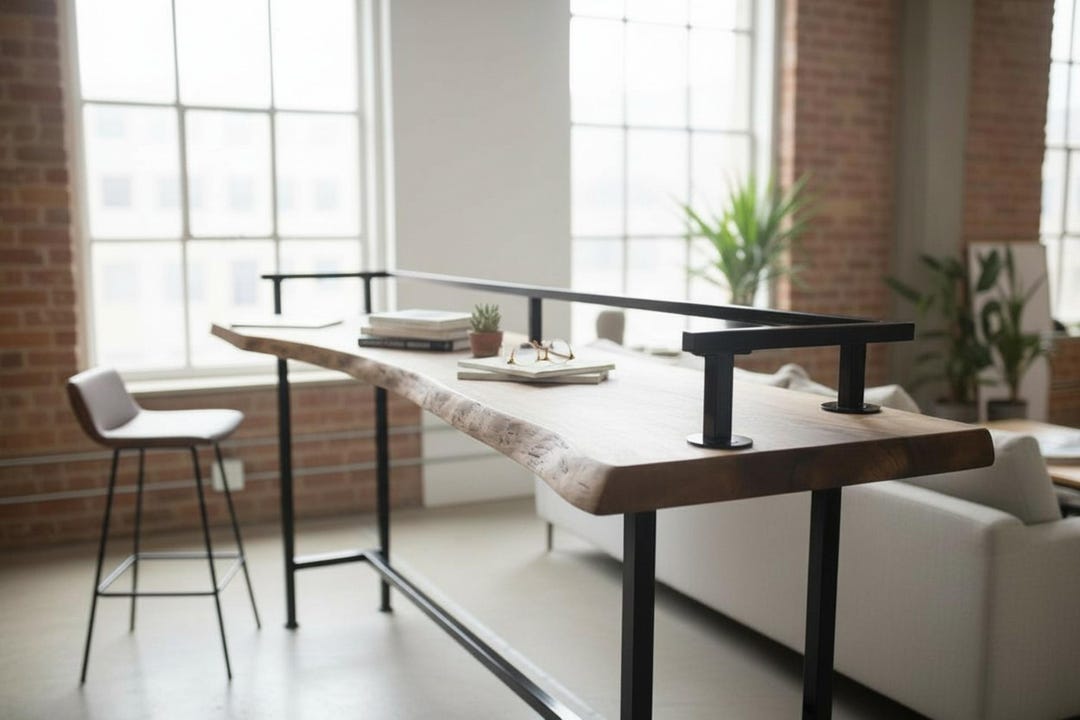 Live Edge Walnut Bar Table, Long Solid Wood Counter Height Kitchen ...