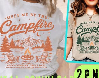 Treffen Sie mich am Lagerfeuer SVG PNG, Retro Camping Life Shirt Design Gemütliche Lagerfeuer Grafik, Cabin Weekend Shirt Trendy Outdoor Lifestyle Design