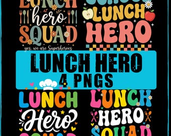 Lunch Hero Bundle PNG, Stolze Cafeteria-Arbeiter Digitale PNG, Schulmahlzeit Hero Squad Png, Mittagessen Personal Png