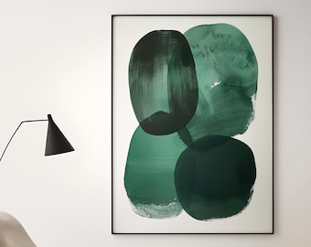 Modern Abstract Green Wall Art | Minimalist Organic Geometric Print | Contemporary Home Decor | Modigi Canvas Art
