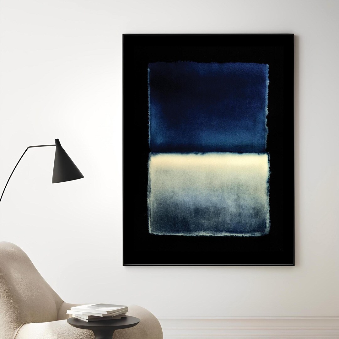 Rothko Inspired Abstract Wall Art | Deep Ocean Blue Minimalist Canvas ...