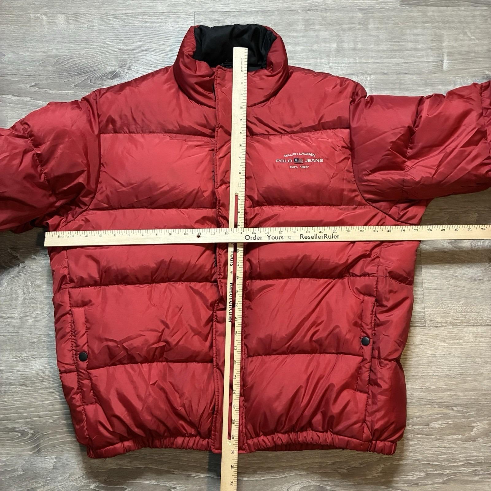 Vintage Ralph Lauren Polo Jeans Co Y2K Red Down Puffer Jacket XL 