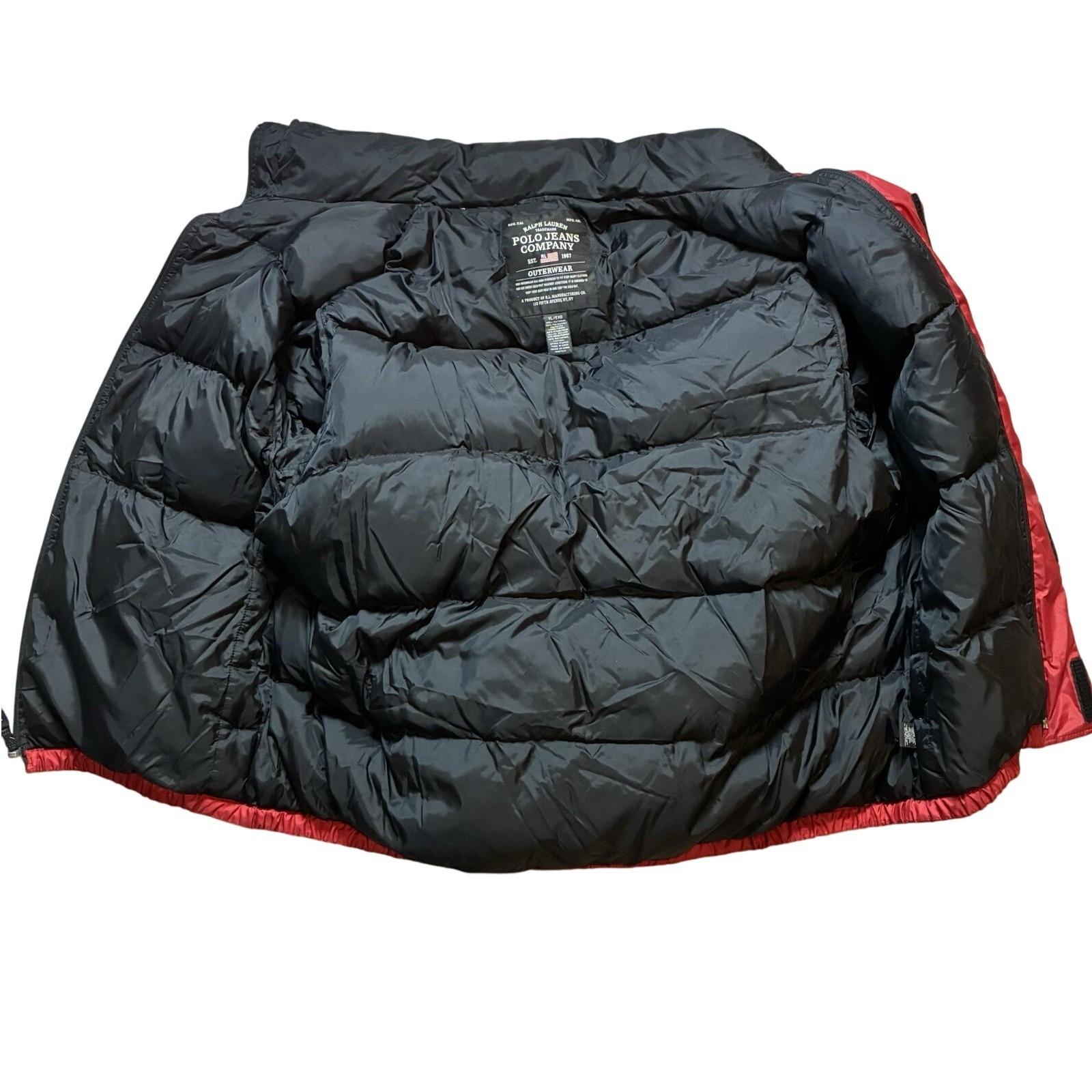 Vintage Ralph Lauren Polo Jeans Co Y2K Red Down Puffer Jacket XL 