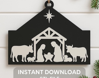 Kerststalornament STL • 3D-printbestand, boerderijkerstdecoratie
