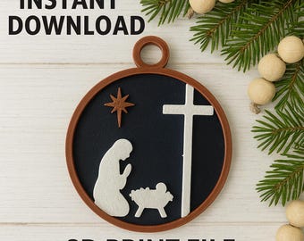 Adorno de Natividad STL para archivo de impresión 3D • Pesebre • Decoración navideña cristiana (Descarga instantánea)
