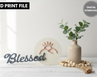 3D-bord Blessed Sunrise STL | Christelijke woondecoratie (digitale download)