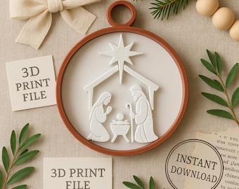 Adorno de Nacimiento STL para impresión 3D – Archivo digital de escena de nacimiento navideño cristiano