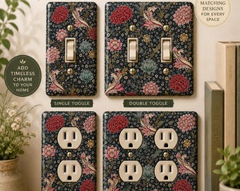 Tapa para interruptor de luz William Morris / Tapa decorativa para enchufe / Decoración estilo cottagecore / Placa floral para interruptor / Decoración campestre inglesa