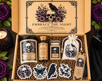 Gothic Self Care Gift Box | Dark Academia Gift Set | Witchy Relaxation Box | Lavender Candle, Bath Salts, Tea Gift for Her | Halloween Gift