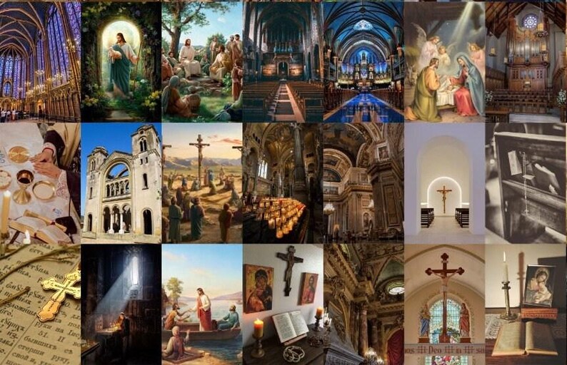 Jesus and the Church Aesthetic Wall Collage Kit – Christian Vintage ...