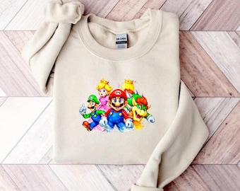 Mario Sweatshirt, Mario Family Sweatshirt, Mario Birthday Sweater, Mario Hoodie, Mario Family Sweatshirt, Mario Gift