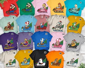 Personalized Super Mario Kart Christmas Shirt, Mario Matching Shirt, Super Mario Sled Shirt, Epic Universe Holiday Shirt