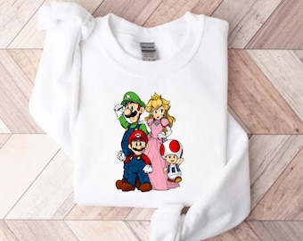 Mario Sweatshirt, Mario Family Sweatshirt, Mario Birthday Sweater, Mario Hoodie, Mario Family Sweatshirt, Mario Gift
