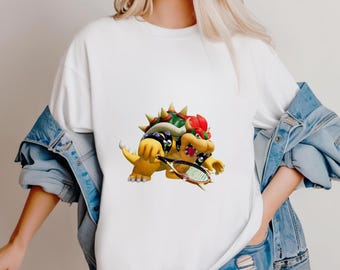 Bowser Shirt, Mario Tennis Fever Shirt, Custom Video Game Tennis Tee, Mario and Friends Family Matching Party Shirt, Retro Gamer Gift