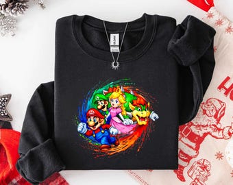 Mario Sweatshirt, Mario Family Sweatshirt, Mario Birthday Sweater, Mario Hoodie, Mario Family Sweatshirt, Mario Gift