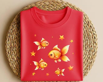 Goldfish T-Shirt, Star Aesthetic, Cute T-Shirt, Beachy Shirt, Grunge Y2K Tee, Cool Vintage Retro T-Shirt Gift, Comfort Colors Unisex T-Shirt