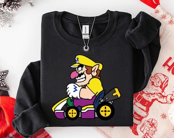 Wario Sweatshirt, Super Mario Sweatshirt, Nintendo Mario Bros Holiday Gift, Mario Christmas Hoodie, Gamer Gift