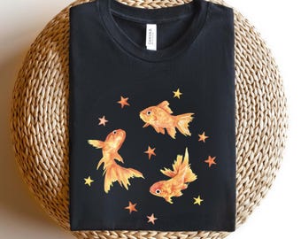 Goldfish T-Shirt, Star Aesthetic, Cute T-Shirt, Beachy Shirt, Grunge Y2K Tee, Cool Vintage Retro T-Shirt Gift, Comfort Colors Unisex T-Shirt