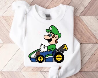 Luigi Sweatshirt, Super Mario Sweatshirt, Nintendo Mario Bros Holiday Gift, Mario Christmas Hoodie, Gamer Gift