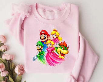 Mario Sweatshirt, Mario Family Sweatshirt, Mario Birthday Sweater, Mario Hoodie, Mario Family Sweatshirt, Mario Gift