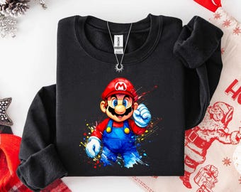 Mario Sweatshirt, Mario Family Sweatshirt, Mario Birthday Sweater, Mario Hoodie, Mario Family Sweatshirt, Mario Gift