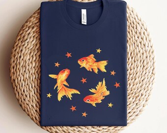 Goldfish T-Shirt, Star Aesthetic, Cute T-Shirt, Beachy Shirt, Grunge Y2K Tee, Cool Vintage Retro T-Shirt Gift, Comfort Colors Unisex T-Shirt