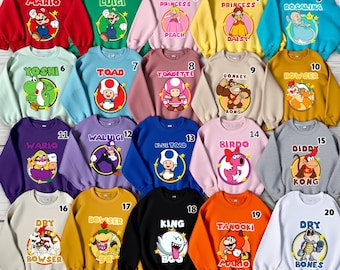 Super Mario Sweatshirt, Super Mario Birthday Sweatshirt, Super Mario Family, Mario & Friend Party Matching Tee, Mario Family, Mario Gift