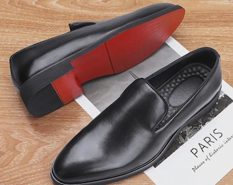 Christian Louboutin Luxe leren herenschoenen – rode zool Designer formele schoenen - handgemaakte stijlvolle loafers