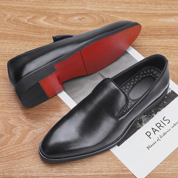 Christian Louboutin Men’s Luxury Leather Shoes – Red Sole Designer Formal Shoes - Handmade Stylish Loafers
