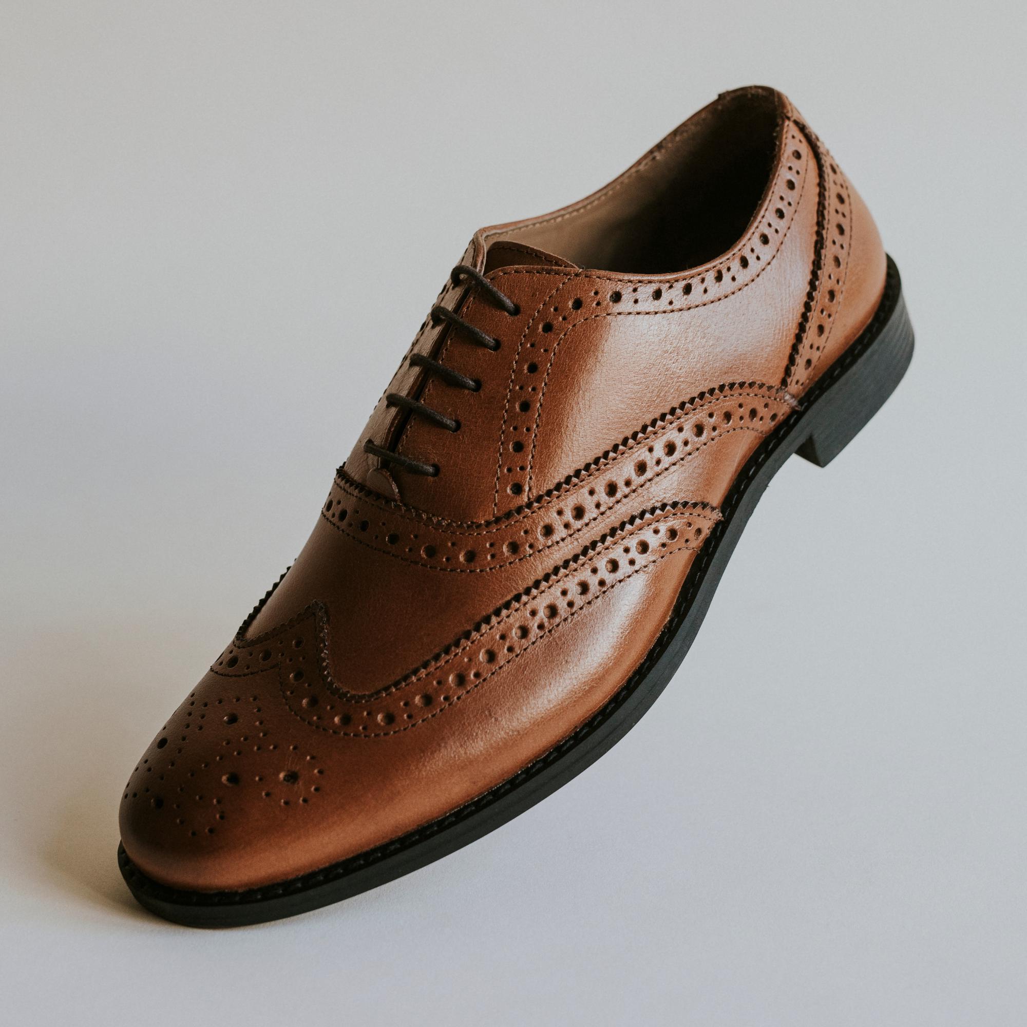 Handmade Brown Leather Oxford Brogue Shoes | Men