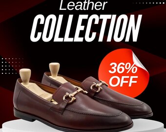 Men's Brown Leather Horsebit Loafers – Handmade Formal Dress Shoes