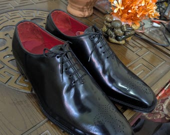 Luxury Men’s Oxford Shoes Handmade – Genuine Black Leather Red Bottom Shoes – Classic Wedding Footwear