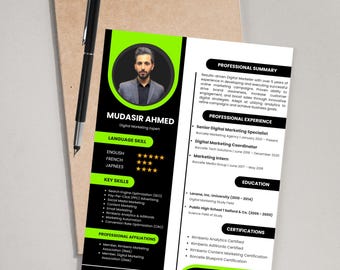 Editable Canva Resume Template | Modern Professional CV Design (Instant Download PDF)