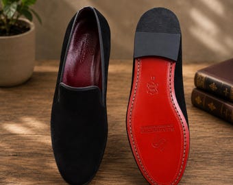 Christian Louboutin Dandelion Black Patent Leather Flats heren handgemaakte leren loaferschoenen
