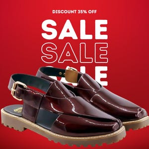 Maroon Patent Leather Peshawari Chappal | Handmade Chunky Sole Men Sandal