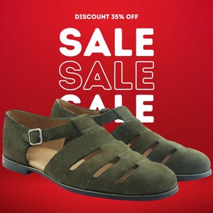 Handmade Olive Green Suede Fisherman Sandals - Men's Cage Shoes