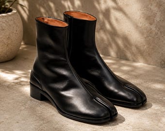 Men’s Black Leather Ankle Boots | Handmade Leather Shoes | Split Toe Dress Shoes | Formal Boots | Stylish Men’s Footwear