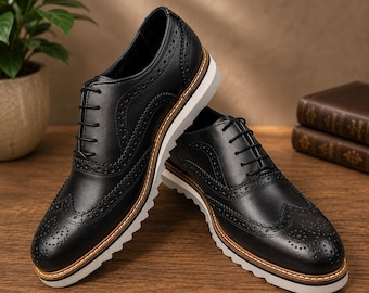 Luxe leren vleugeltipschoenen voor heren – Handgemaakte klassieke bordeauxrode oxfordschoenen