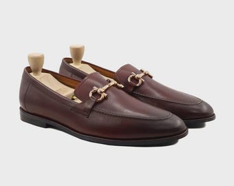 Mocasines Horsebit de piel marrón para hombre: zapatos de vestir formales hechos a mano