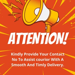 May include: An orange and yellow graphic with a megaphone illustration. The word "ATTENTION!" is in large white letters. Text below requests contact information for smooth delivery. The bottom of the image says "SMART FOOT WEAR."