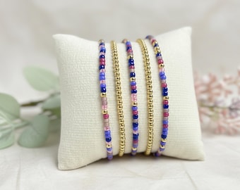 Custom Bracelet Stack with Gold Filled Beads, Seed Bead Jewelry, Teenage Girl Gift