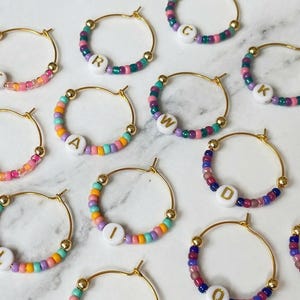 Personalized Wine Glass Charms, Custom Initial Drink Tags, Bachelorette Party Favors, Gift for Her